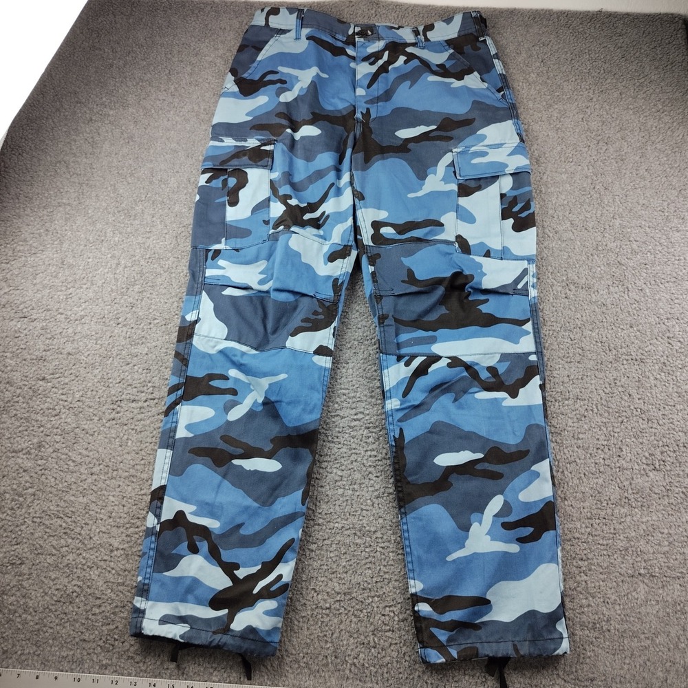 Rothco BDU Blue Cargo Camo Pants Military Trousers Double Knee Mens 34x32